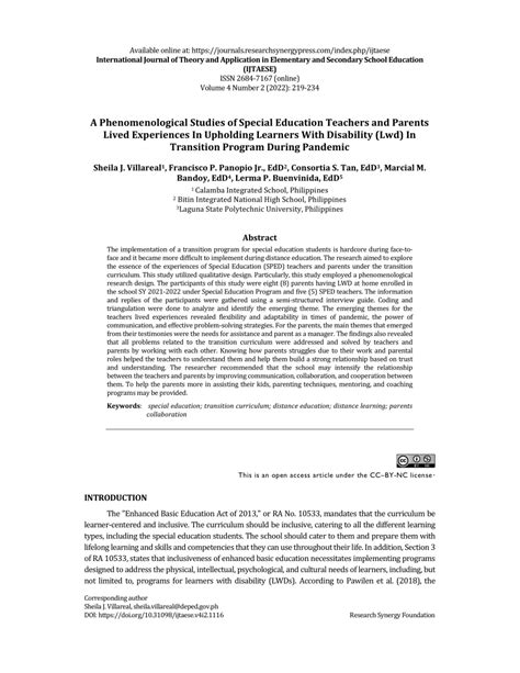 (PDF) A Phenomenological Studies of Special Education .